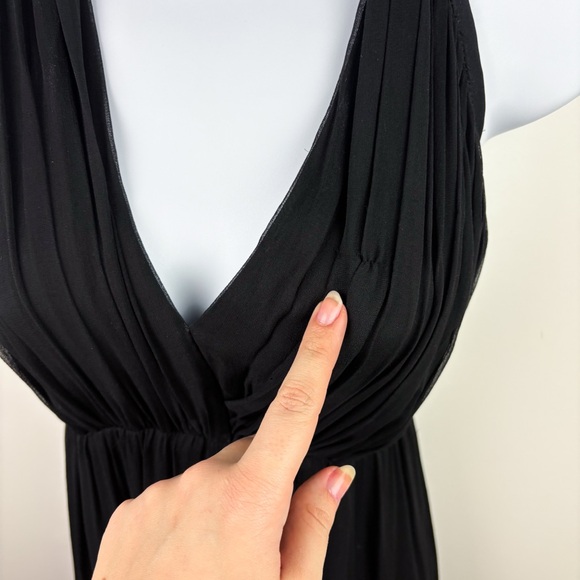 Alice + Olivia 100% Silk Alberta Halter Neck Backless Chiffon Maxi Dress Gown 6 - Picture 9 of 10